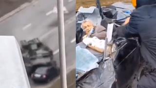 Ucrania: dramático rescate de chofer aplastado por un tanque en Kiev | VIDEO
