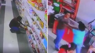 Ladrón roba sazonadores y dueña del minimarket lo agarra a cachetadas (VIDEO)