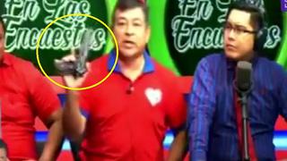 Candidato por Tumbes empuña arma durante entrevista (VIDEO)