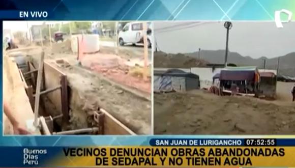 Municipalidad de San Juan de Lurigancho denuncia que obras de Sedapal están abandonadas. Foto: BDP