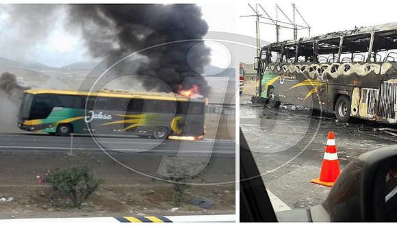 Cañete: bus interprovincial se incendia en plena Panamericana Sur (VIDEO)