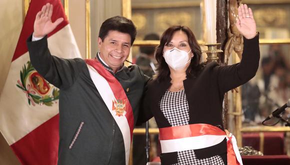 Pedro Castillo y Dina Boluarte, quien también es ministro de Desarrollo e Inclusión Social. Foto: Presidencia.