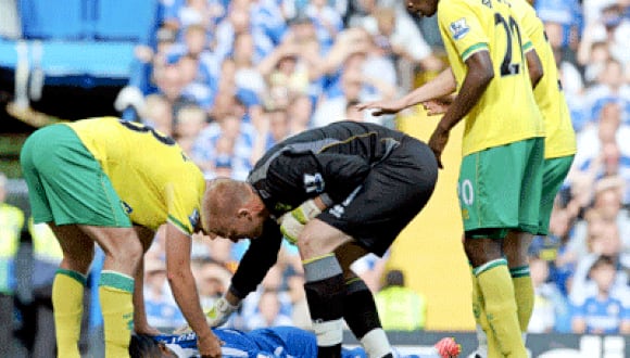 Drogba quedó inconsciente tras caer aparatosamente en partido