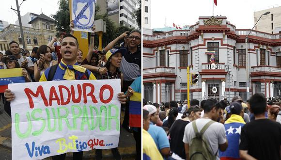 Venezolanos llegan a su embajada en Lima para protestar contra Nicolás Maduro (FOTOS)