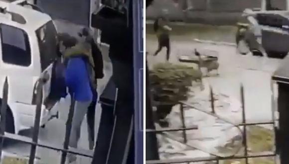 Asaltantes intentan robar a un hombre pero no esperaban que dos perros los hagan correr |VIDEO