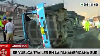 Panamericana Sur: reportan congestión vehicular cerca al puente Atocongo tras despiste de tráiler | VIDEO 