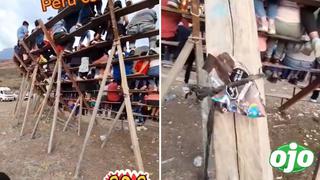 Viral: Tribuna se sostiene gracias a un cordón de zapatos y genera indignación en redes
