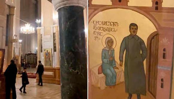 Josef Stalin y la santa Matriona de la Catedral de la Santísima Trinidad de Tiflis.