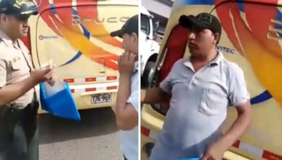 Chofer de bus intenta sobornar a policía de tránsito con 10 soles, pero es encarcelado (VIDEO)