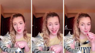 Una chica protagoniza singular video al lado de su gato y deja a cientos asombrados en TikTok 