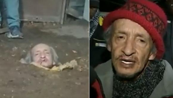 Luis Miguel López, de 74 años, decidió enterrarse en medio de su vivienda en Usme (Colombia). (Foto: Twitter)
