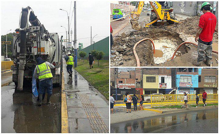 Chorrillos: Sedapal inicia reparación de tubería de agua tras aniego (VIDEO)