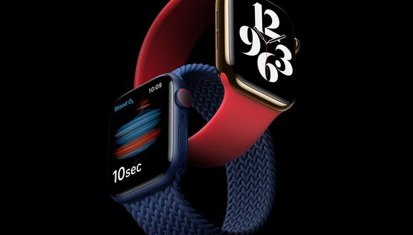 Imagen muestra el Apple Watch Series 6 con un sensor y una aplicación de oxígeno en sangre revolucionarios durante un evento de Apple en Cupertino, California (Estados Unidos). (EFE/EPA/APPLE).