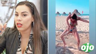 Aída Martínez sorprende con su peculiar forma de enjuagarse después de estar en la playa