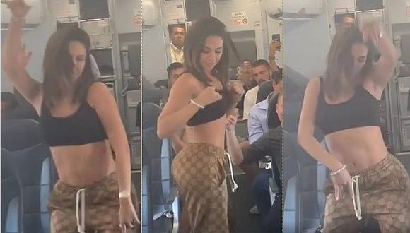 Stephanie Valenzuela realiza baile sensual en pleno vuelo a Colombia (VÍDEO)