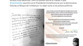 Expresidenta presa por golpista escribe mensaje en muro de su celda y difunde foto en Twitter