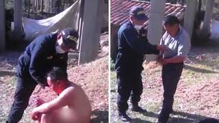 Policía cusqueño asea y viste a persona enferma para llevarla al banco y cobre bono del Gobierno | VIDEO