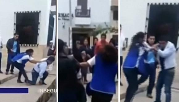 Mujer agarra a puñetes a ladrón que intentó robarle su celular en Cajamarca (VIDEO)
