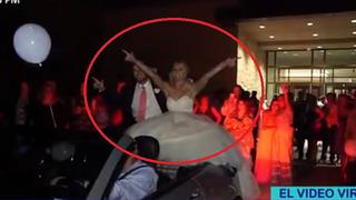 YouTube: ¡Auch! Recién casados sufren terrible accidente frente a sus invitados (VIDEO)