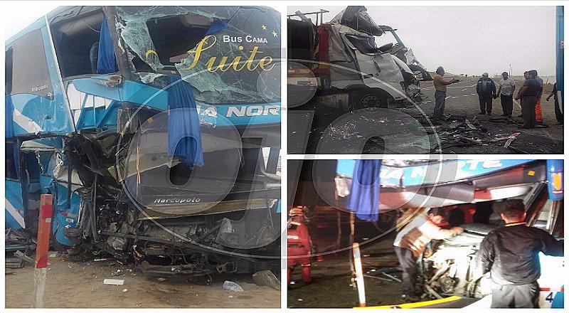 Supe: bus rumbo a Chiclayo choca contra tráiler y deja siete heridos (VIDEO)
