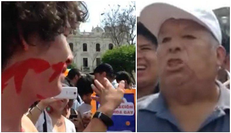 'Con mis hijos no te metas': joven es agredido de la peor manera durante marcha (VIDEO)