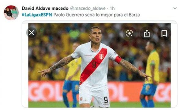 Hinchas peruanos piden a Paolo Guerrero en reemplazo de Luis Suárez en el Barcelona. (Foto/Captura: Twitter)