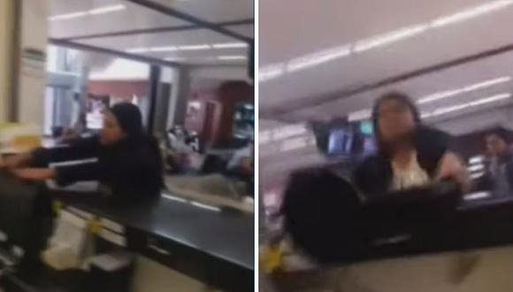Mujer pierde su vuelo por llegar tarde y agrede a personal del aeropuerto | VÍDEO