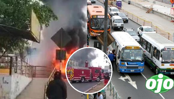 Bus de transporte público se incendió en la avenida Tupac Amaru.