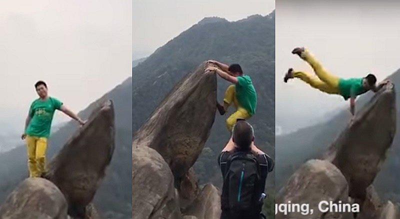 YouTube: quiso la mejor foto y posó cerca de abismo pero todo terminó mal (VIDEO)