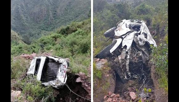 Camioneta quedó destrozada tras caer a abismo, en Apurímac