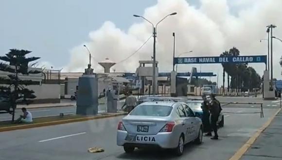 Incendio en la Base Naval (Captura: Prensa Chala)