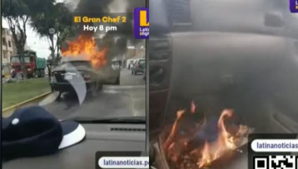ATU se pronuncia sobre auto que se incendió en la vía pública. Foto: Latina
