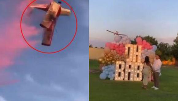 Uno de los presentes al evento de revelación pudo grabar el momento preciso en que la avioneta surcaba los cielos, dejando tras de sí una estela de humo rosa.