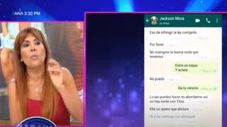 Magaly Medina enseña chat de Jackson Mora que deja mal parada a Tilsa Lozano | VIDEO