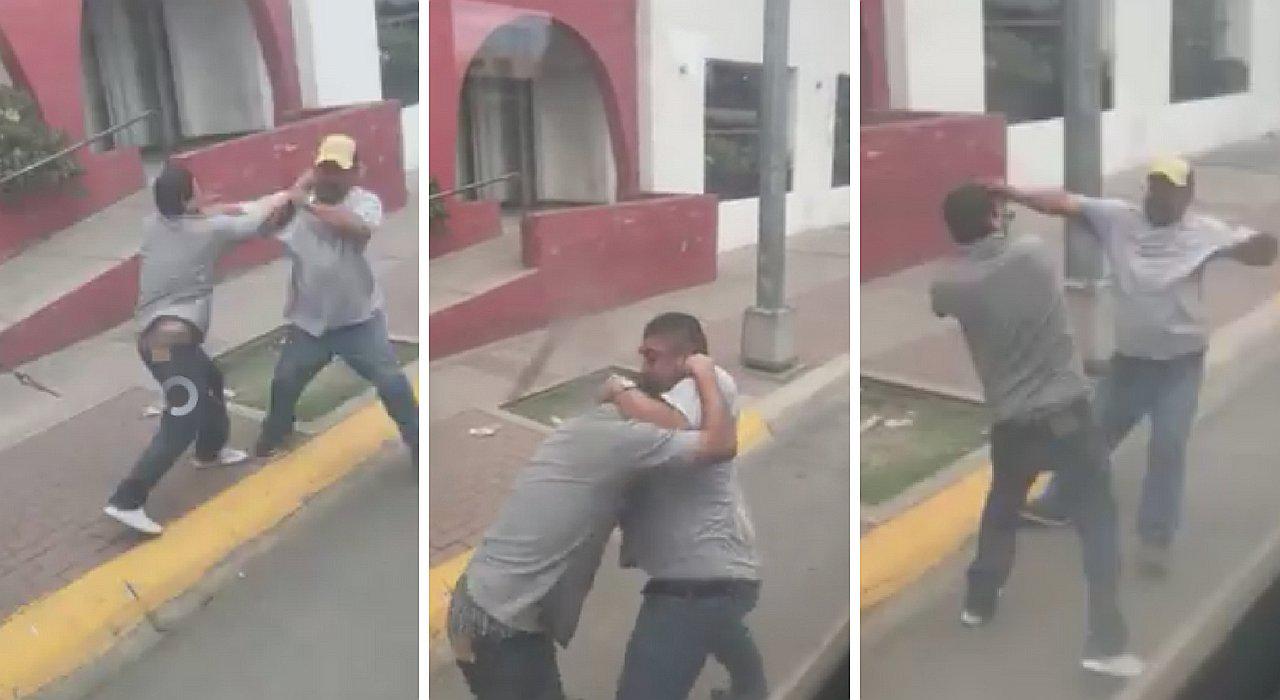 Dos choferes dejan sus buses para darse a trompadas frente a sus pasajeros (VIDEO)
