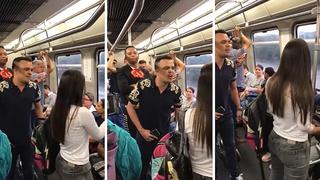 Hombre se venga de su ex novia infiel cantándole en el metro (VIDEO) 