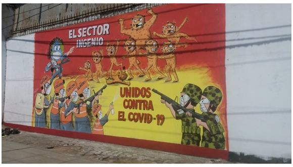 La Libertad: Artista del sector ‘El Ingenio’ pinta mural para animar a los vecinos en su lucha contra el COVID-19