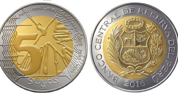 BCRP: Se pone en circulación una nueva moneda de 5 soles