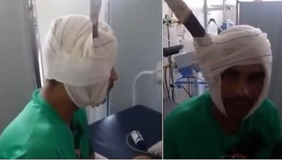Recluso con machete en la cabeza sorprende por su tranquilidad al llegar a hospital (VIDEO)