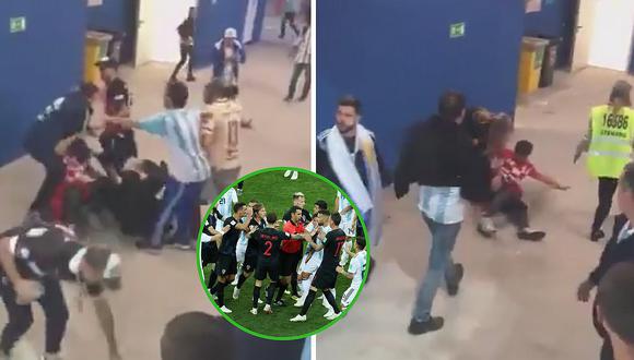Hinchas argentinos agarran a patadas a croatas tras perder partido (VIDEO)