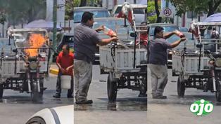 Mexicano apaga incendio de mototaxi con Coca-Cola de tres litros y es viral en redes 