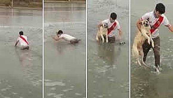 ​Hincha de River saca a perro ciego de agua congelada y sucede lo peor (VIDEO)