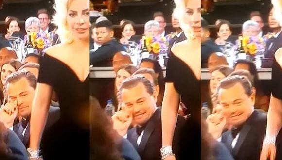 Globos de Oro 2016: Así reacciona Leonardo DiCaprio por empujón de Lady Gaga [VIDEO]  