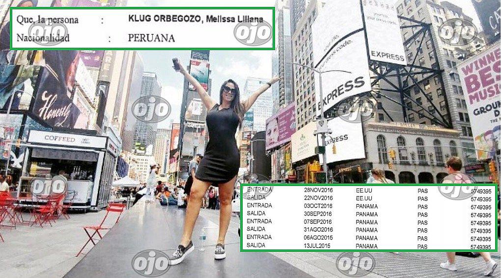 ​Melissa Klug: aparece documento oficial de las veces en que viajó a Estados Unidos