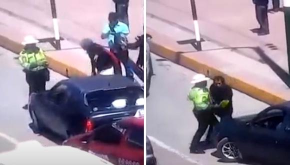 Huancayo: policía intenta poner papeleta a conductor y este casi lo atropella (VIDEO)