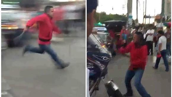 Trujillo: taxista persigue a machetazos a mototaxista y lo peor viene después (VIDEO)