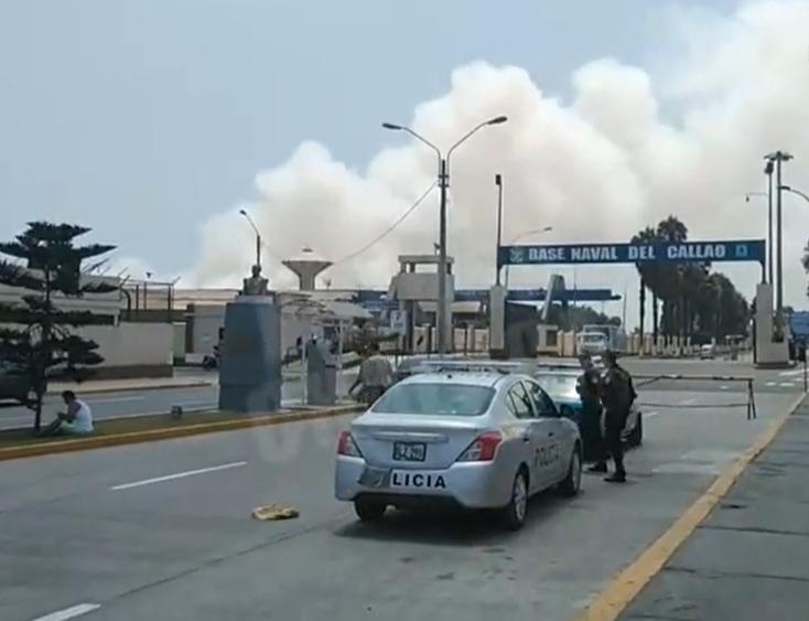 Incendio en la Base Naval (Captura: Prensa Chala)