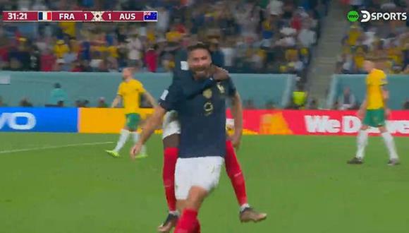 Adrien Rabiot y Olivier Giroud anotaron los goles del 2-1 de Francia vs. Australia. (Captura: DirecTV Sports)