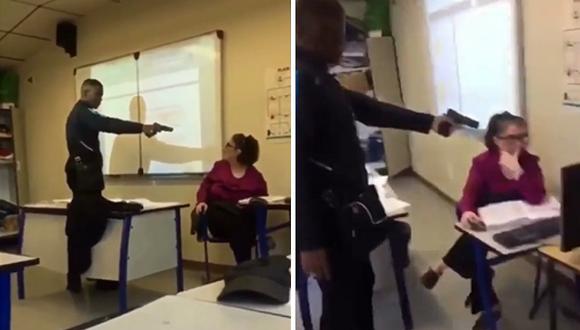 Alumno amenaza con pistola a profesora para que le ponga presente (VIDEO)