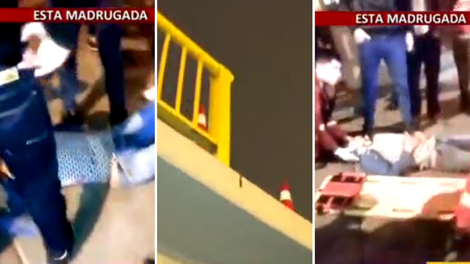 Enamorados se apoyan en baranda, esta se rompe y caen de puente (VIDEO)